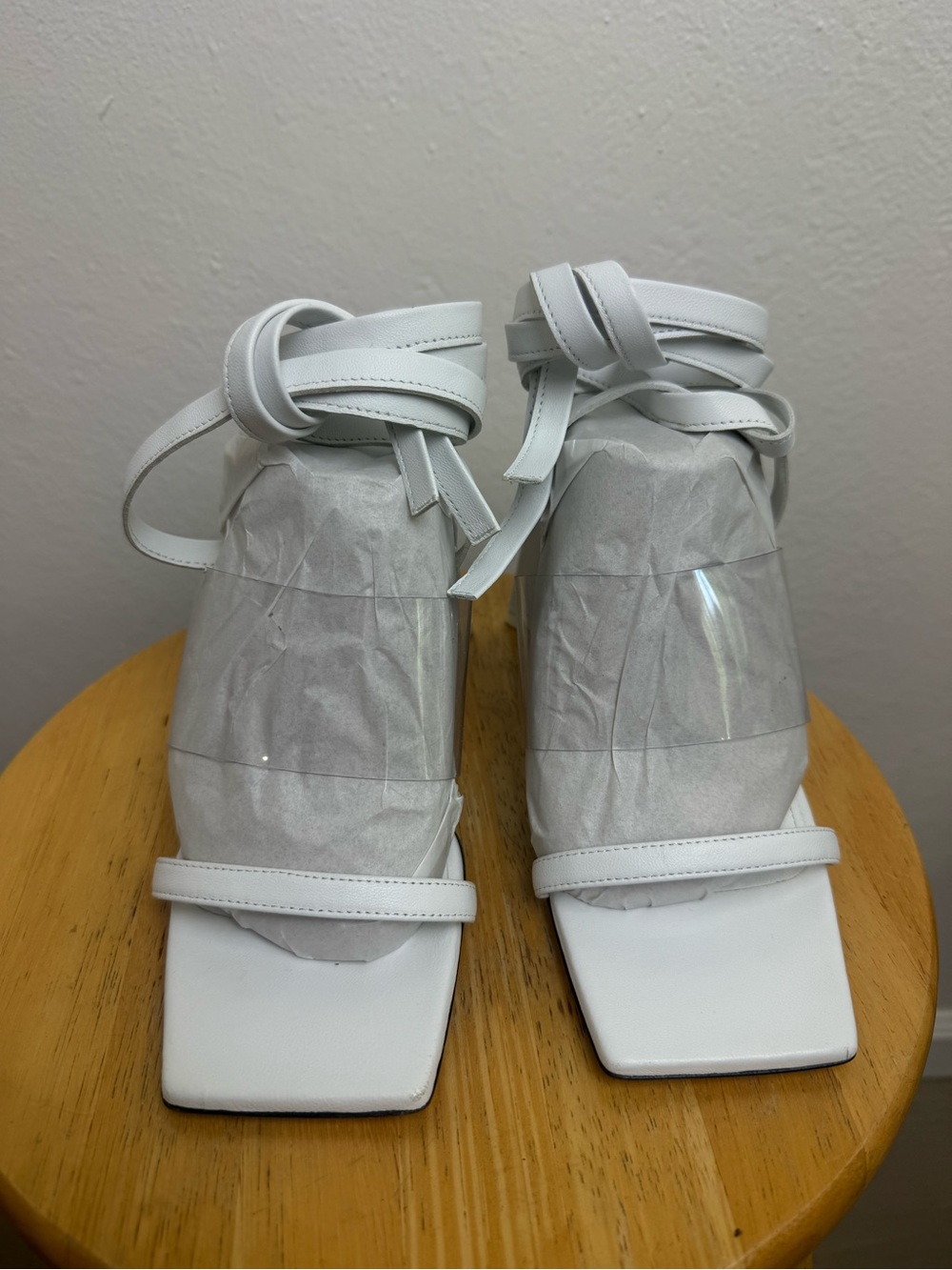 The Attico Isa Vinyl Leather Wrap Sandal White Sculptural Heel EU 38 - Picture 3 of 11